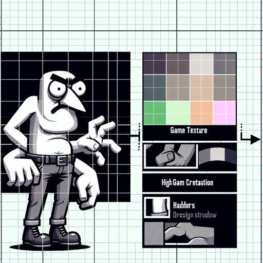 An insane, deranged man with a large right hand.
Single Game Texture. In-Game asset. 2d. Blank background. High contrast. No shadows.