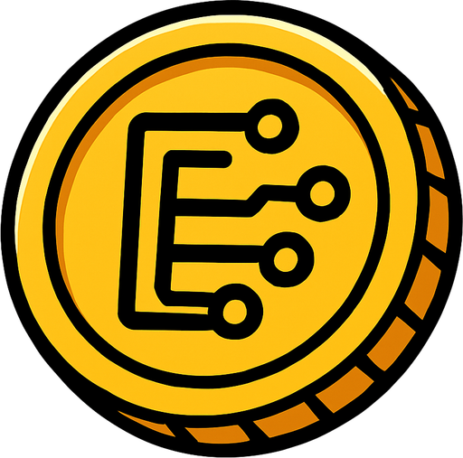 2d electronic visible coin.
In-Game asset.  2d.  High contrast.  No shadows