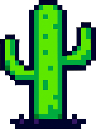 Cactus 8 bit.
In-Game asset.  2d.  High contrast.  No shadows