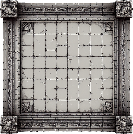 top down temple floor.
Single Game Texture.  In-Game asset.  2d.  Blank background.  High contrast.  No shadows