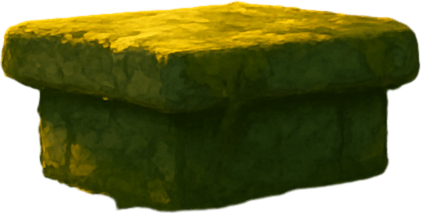 A mystical medieval forest glade with ancient trees, golden sunlight filtering through leaves, stone altar covered in moss, enchanted and sacred atmosphere, realistic.
In-Game asset.  2d.  High contrast.  No shadows