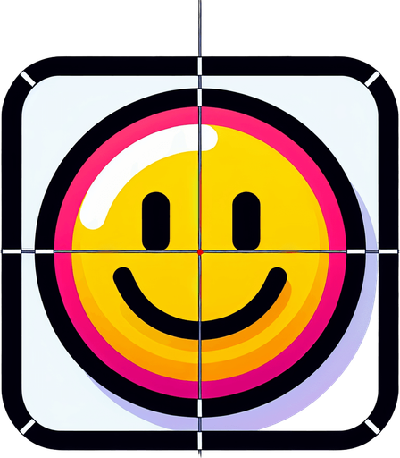 Simple flat icon, 200x200pixels, one bright color smiley with border. No shadows, top down view, transparent background.
Single Game Texture. In-Game asset. 2d. Blank background. High contrast. No shadows.