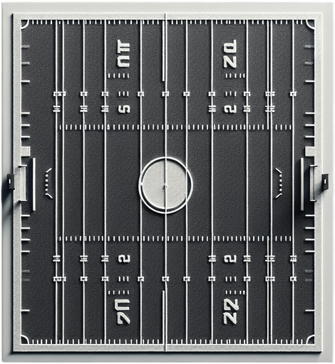 ФУТБОЛЬНОЕ ПОЛЕ С РАЗМЕТКАМИ С ВИДУ СВЕРХУ.
Single Game Texture. In-Game asset. 2d. Blank background. High contrast. No shadows.