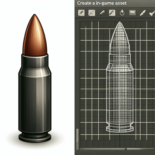 a bullet.
Single Game Texture. In-Game asset. 2d. Blank background. High contrast. No shadows.