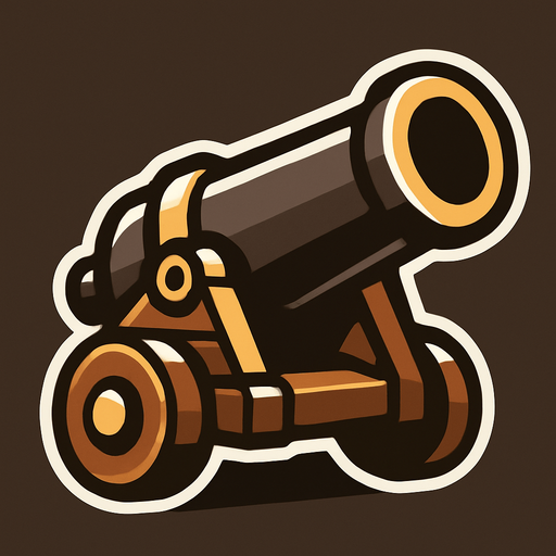 Cannon.
In-Game asset.  2d.  High contrast.  No shadows