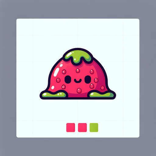 Un slime de fruta RPG con estilo suave y simple.
Single Game Texture.  In-Game asset.  2d.  Blank background.  High contrast.  No shadows