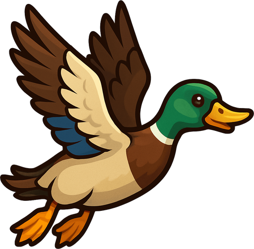 Duck Flying.
In-Game asset.  2d.  No shadows