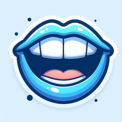 Make a cartoon styled mouth that is blue.
Single Game Texture.  In-Game asset.  2d.  Blank background.  High contrast.  No shadows