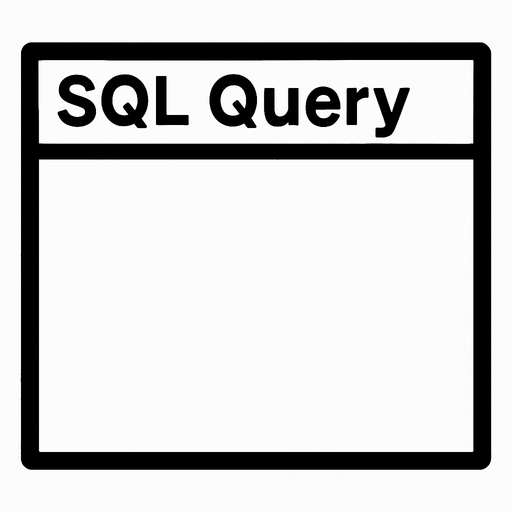 SQL query, in size of 320 on 200 At the top left write: SQL Query
But The whole center of the rectangle is white and empty.
In-Game asset.  2d.  High contrast.  No shadows