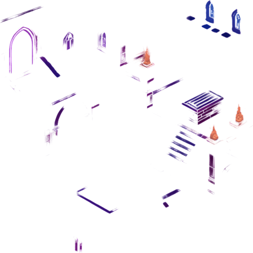 Top down isometric neon cyberpunk castle mansion interior dungeon background large