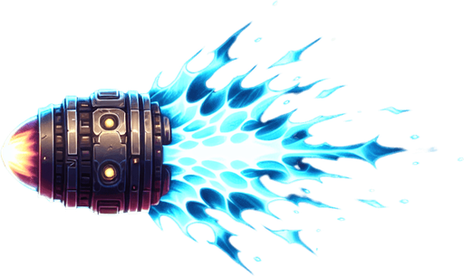 Space ship plasma bullet.
Single Game Texture.  In-Game asset.  2d.  Blank background.  High contrast.  No shadows