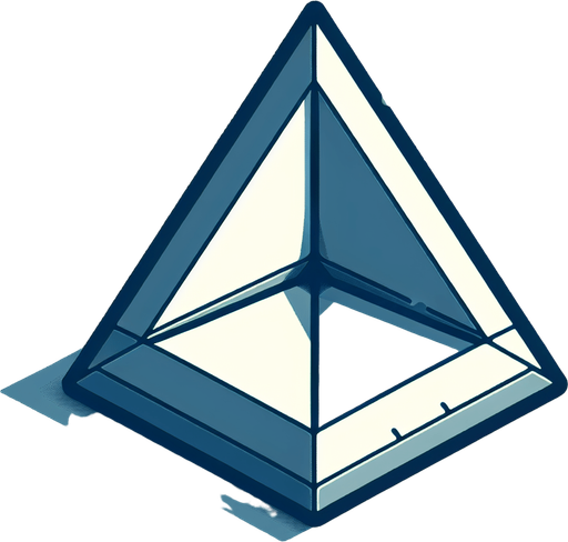 A simple Triangle, flat shaded, bevelled edges.
Single Game Texture. In-Game asset. 2d. Blank background. High contrast. No shadows.