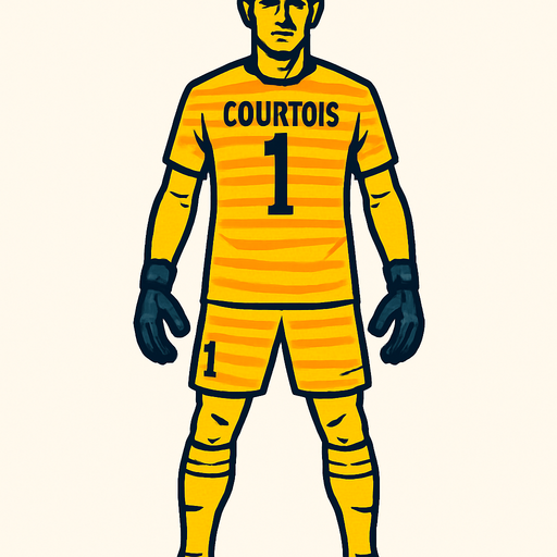 courtuis.
In-Game asset.  High contrast.  No shadows. goalkeeper . full body . facing forward