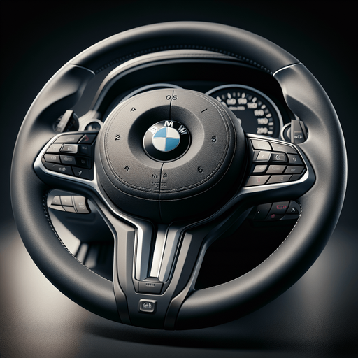 Photorealistic bmw steeringWheel from front view.