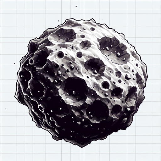 asteroid.
Single Game Texture. In-Game asset. 2d. Blank background. High contrast. No shadows.