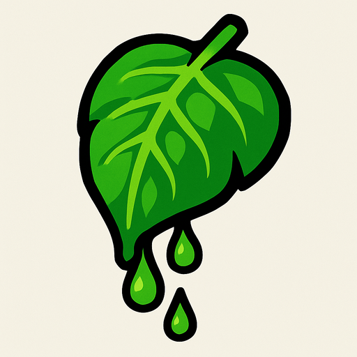 Yeşil yaprak süzülen.
In-Game asset.  2d.  High contrast.  No shadows