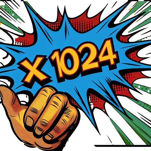 text popup "x1024".
comics style