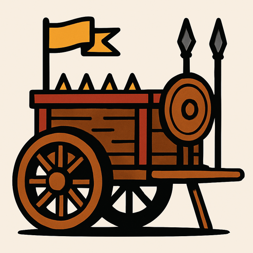 Eski çağ savaş karavan.
In-Game asset.  2d.  High contrast.  No shadows