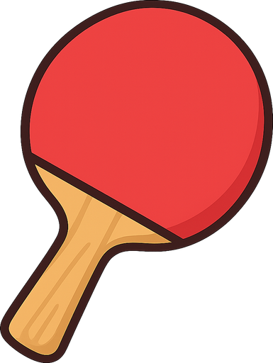 Make a ping pong paddle. No background. Transparent background. Blank background. No shadows. 2d. In-Game asset. flat