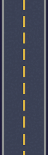 road with yellow lines 
Let there be a large land area on both sides of the road but pixel art style

. Bacground is green. No shadows. 2d. In-Game asset. flat
