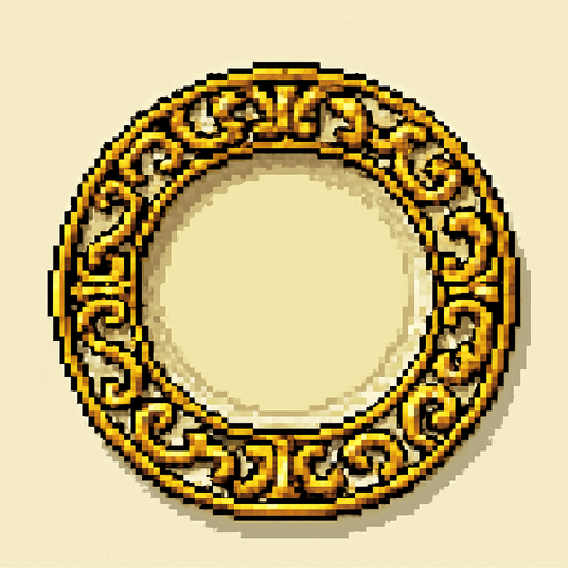 plato con decoraciones de oro pixel art metal slug style.
In-Game asset.  2d.  High contrast.  No shadows