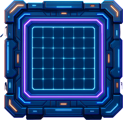 Pack top square of tower facing the screen to use it as a grid. future. seen from above. HD colors.