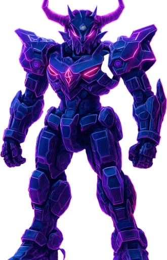 Neon cyberpunk 3d hologram corporate occult demon android mecha robot sentinel guard soldier machine monster fully in frame no part cut off no background anime futuristic