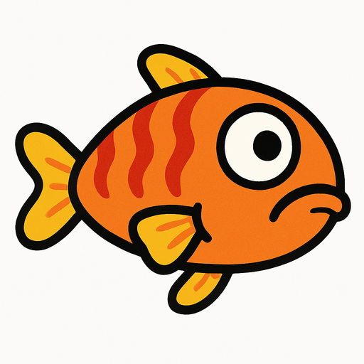 Floppy Fish.
Single Game Texture.  In-Game asset.  2d.  Blank background.  High contrast.  No shadows
