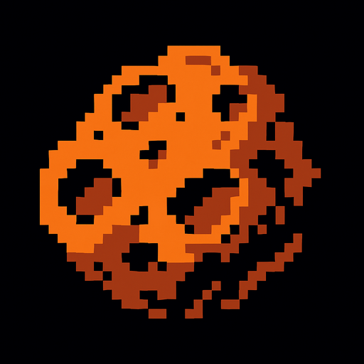 8bit asteroid.
In-Game asset.  2d.  High contrast.  No shadows