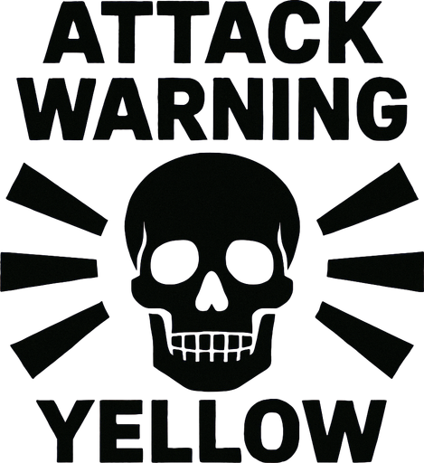 attack warning yellow have a dead logo.
In-Game asset.  2d.  High contrast.  No shadows