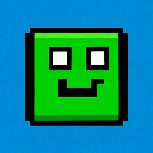 Pixel Geometri dash cube.
In-Game asset.  2d.  High contrast.  No shadows. Pixel