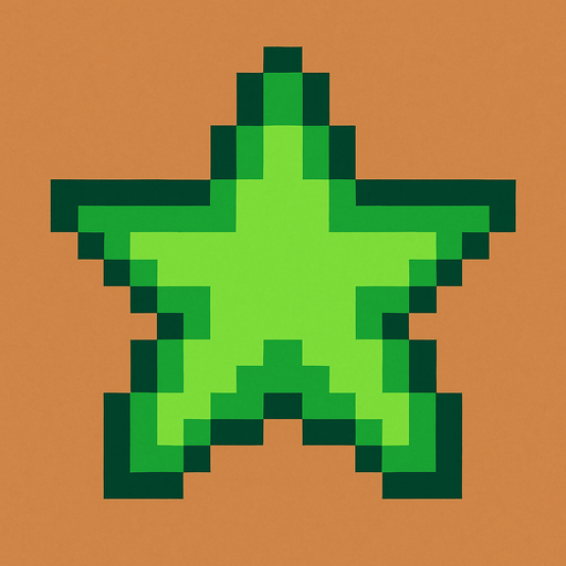 2d star pixel art green.
In-Game asset.  2d.  High contrast.  No shadows