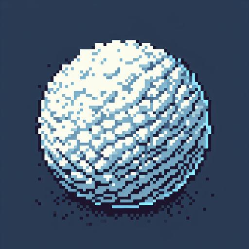 round snowball. pixelated. 8 bit. Single Game Texture. In-Game asset. 2d. Blank background. High contrast. No shadows.