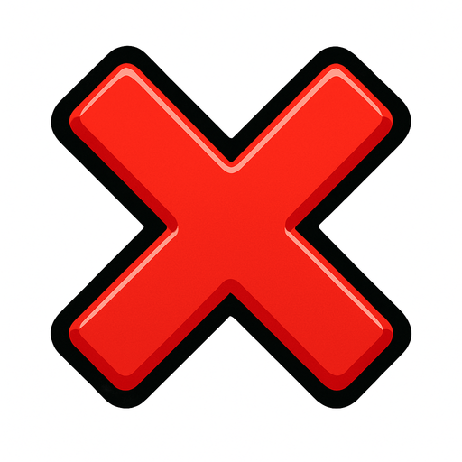 kırmızı x.
In-Game asset.  2d.  High contrast.  No shadows