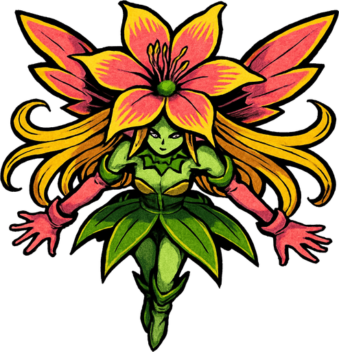 Lillymon, visto desde arriba, calidad y detalles altamente épicos.
In-Game asset.  2d.  High contrast.  No shadows