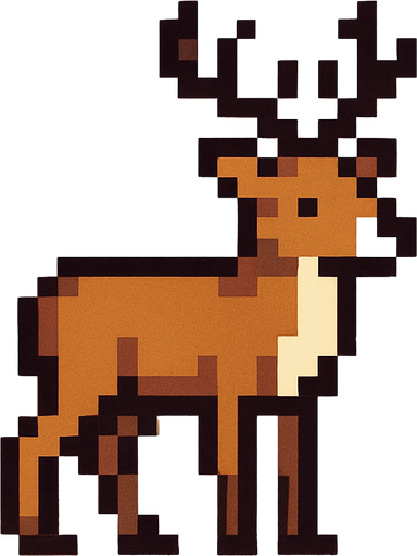 Pixel deer.
In-Game asset.  2d.  High contrast.  No shadows