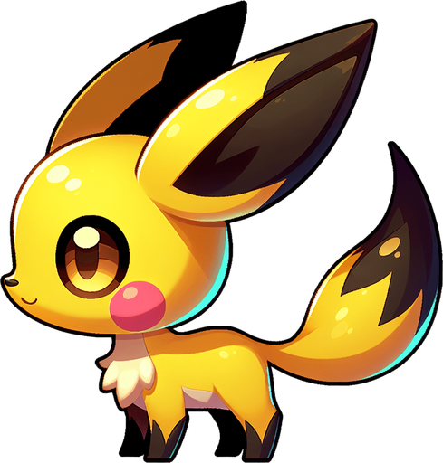 pikachu.
Single Game Texture. In-Game asset. 2d. Blank background. High contrast. No shadows.