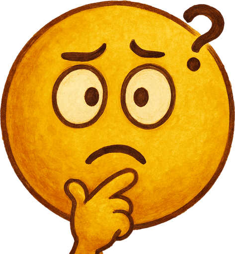 A clever yellow round ball with a yellow confused expression