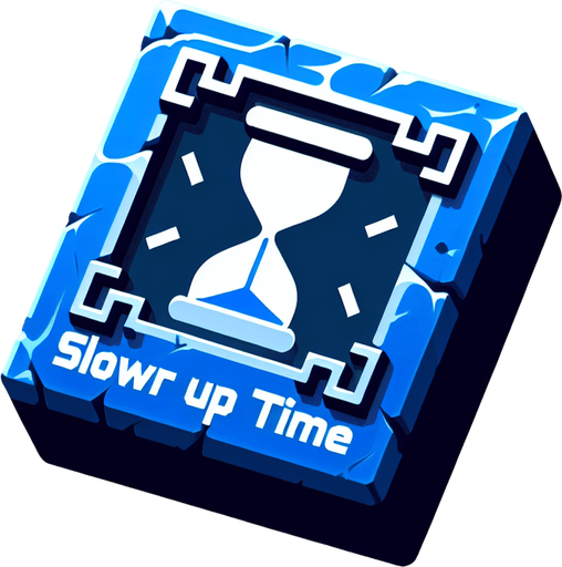 PowerUpSlow ⏳	Blue time freeze tile	Slows music briefly.
Single Game Texture.  In-Game asset.  2d.  Blank background.  High contrast.  No shadows