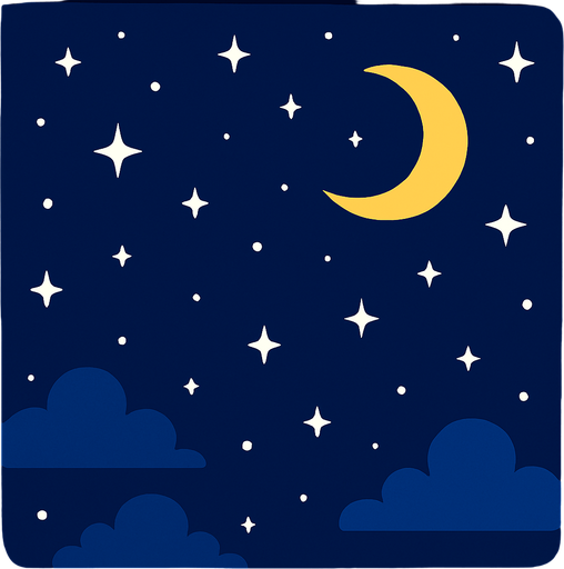 gece gökyüzü.
In-Game asset.  2d.  High contrast.  No shadows