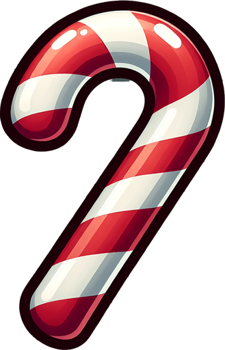 A candy cane. Single Game Texture. In-Game asset. 2d. Blank background. High contrast. No shadows.