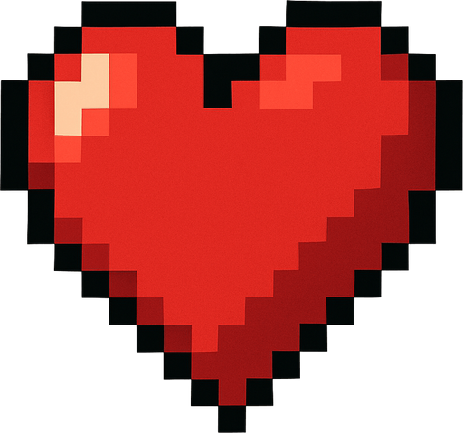 corazon de pixeles.
In-Game asset.  2d.  High contrast.  No shadows