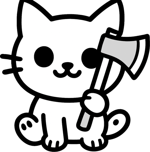 Has que el gato tenga un hacha en una mano