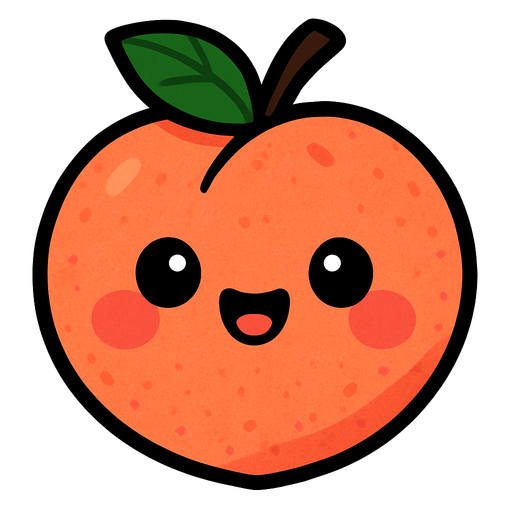 Peach with cute face.
In-Game asset.  2d.  High contrast.  No shadows