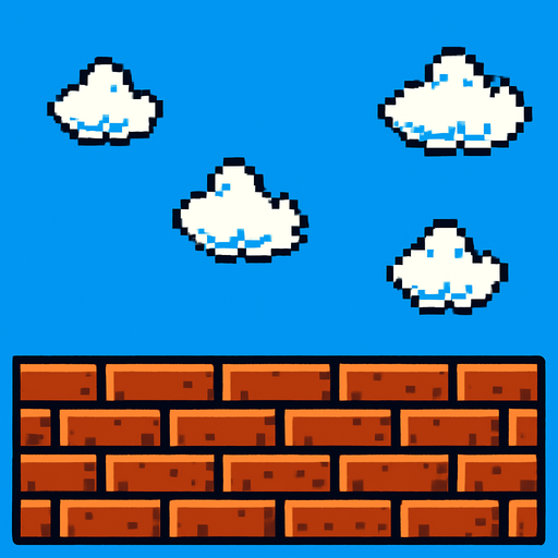 Bricks and sky.
In-Game asset.  2d.  High contrast.  No shadows