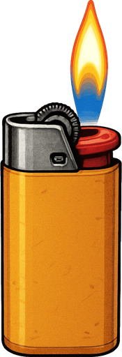 Mechero encendido, algo realista.
In-Game asset.  2d.  High contrast.  No shadows