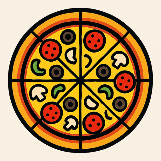 Pizza.
In-Game asset.  2d.  High contrast.  No shadows