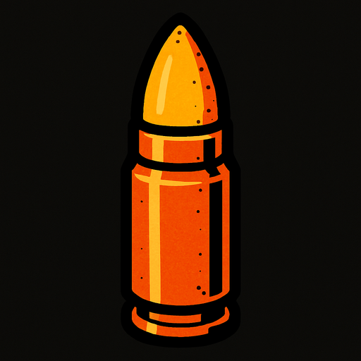 a bullet.
In-Game asset.  2d.  High contrast.  No shadows