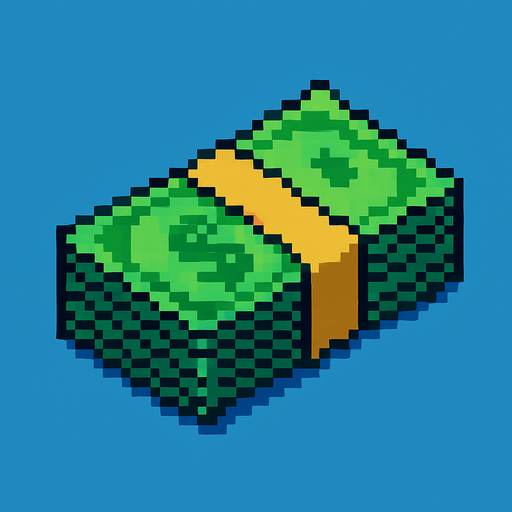 money pixel art.
In-Game asset.  High contrast.  No shadows