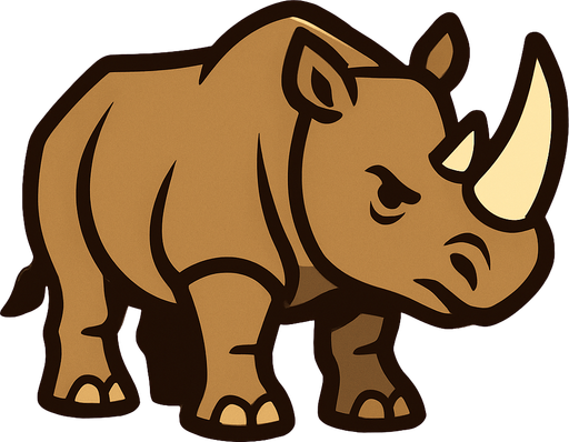 Rhino.
In-Game asset.  2d.  High contrast.  No shadows